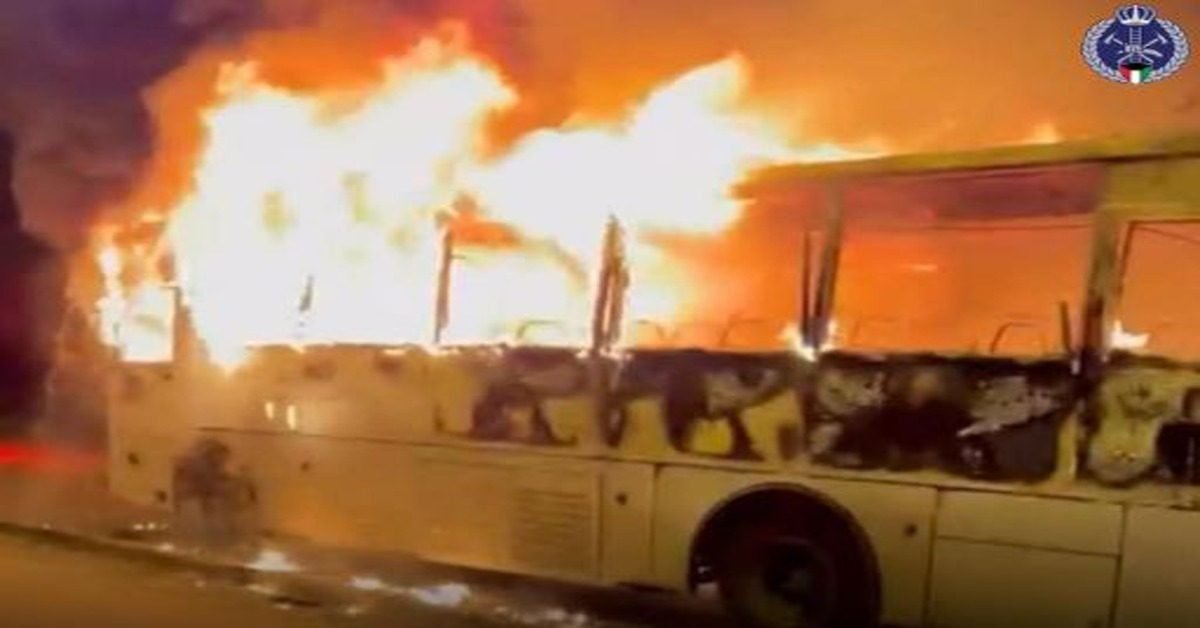 bus caught fire
